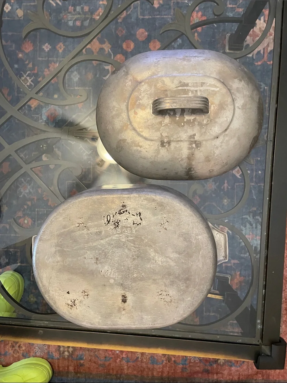 Vintage Wagner Ware Magnalite Oval Roaster+Lid - Sidney-O, Classic aluminum lid
